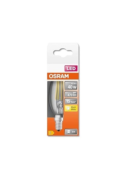 10'lu Osram LED Value 4W CLB40 Sarı Işık 2700K E14 Duy Filament Mum Buji Ampul