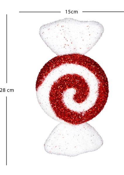 Yılbaşı Ağacı Süsü, Şeker Figür, Kırmızı-Beyaz, 15X28 cm modelleri