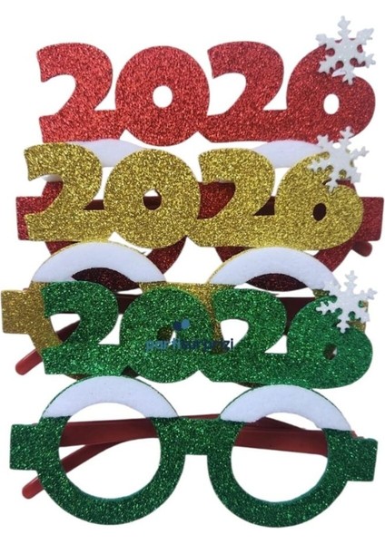 Yılbaşı Partisi 2026 Renkli Gözlük Seti 3'lü, Eğlenceli ve Şık Tasarım