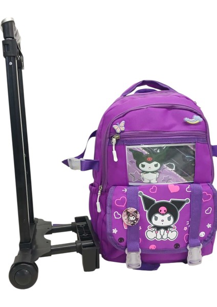 2 Kademeli Çekçekli, Tekerlekli Portatif Karakter Desenli Ilk Okul Sırt Çantası