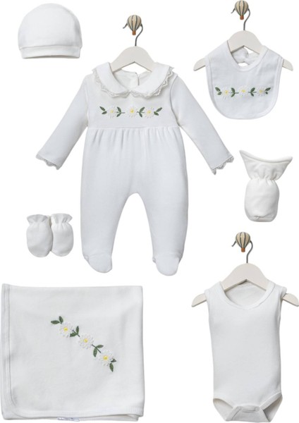 Kız Bebek Mobil Papatya Desenli 7 Li Zıbın Hastane Çıkış Seti