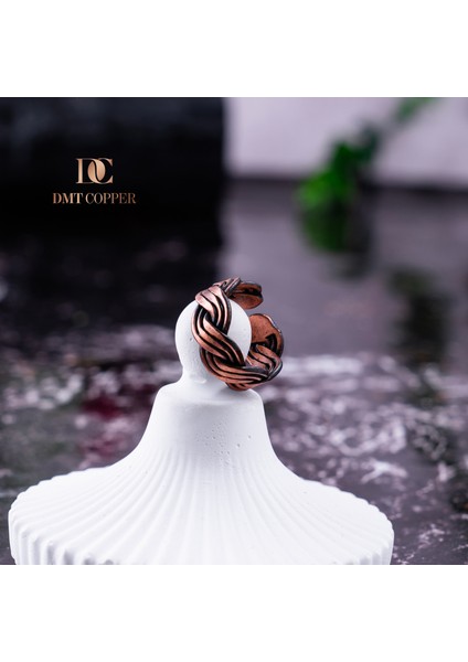 El Yapımı Örgülü Bakır Yüzük, Ayarlanabilir, Antik Rustik Tasarım, Kırmızı Hediye Kutusu ile fiyatları