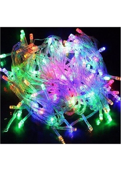 10MT Rgb 100 LED Fişli Çok Renkli Ağaç Dekoratif Aydınlatma Animasyonlu Süsleme