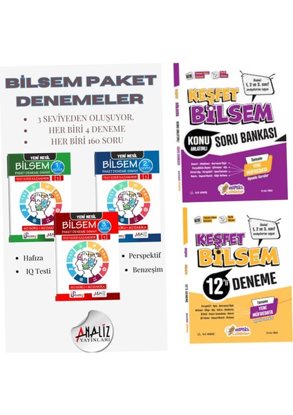 1. Sınıf 2. Sınıf 3. Sınıf Bilsem Soru Bankası Deneme Seti Özet Anlatım Bilsem Kazandıran Set