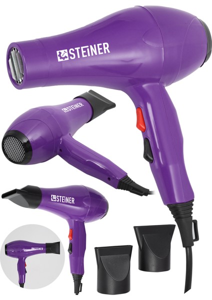 3800 Watt Profesyonel Saç Kurutma Makinesi Fön Makinesi Ac Motor MS-9001 Mor + 2 Adet Başlık modelleri