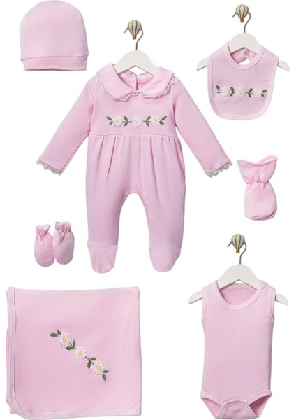 Kız Bebek Mobil Papatya Desenli 7 Li Zıbın Hastane Çıkış Seti