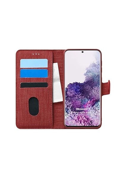 Microsonic S20 Için Kılıf Fabric Book Wallet Kırmızı [galaxy S20 ile Uyuml