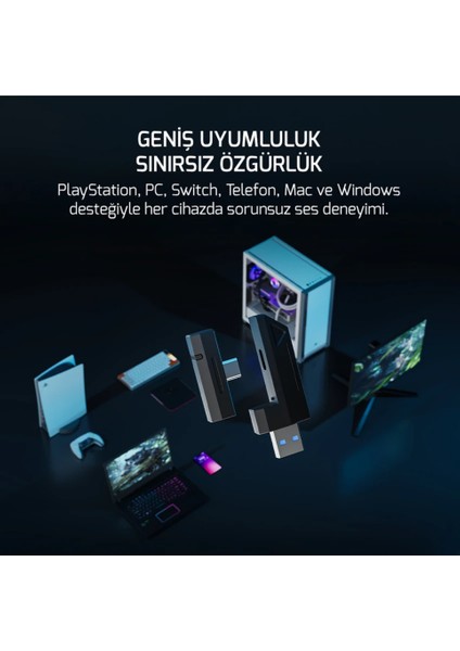 Kai Titanium Ultra 7.1 USB Kablolu/kablosuz Kulak Üstü Oyuncu Kulaklığı