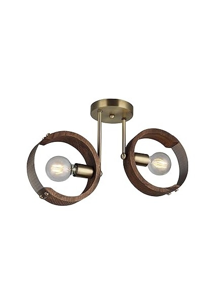 Lucea Manya 2'li Ahşapli Eskitme Plafonyer 2 x E27