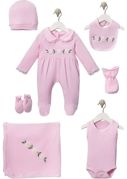 Kız Bebek Mobil Papatya Desenli 7 Li Zıbın Hastane Çıkış Seti