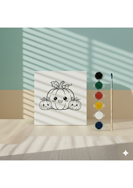 Mutlu Balkabağı Figürleri Tuval Boyama Eğitici Sanat Seti Yılbaşı Temalı Çocuk Aktivitesi fiyatları