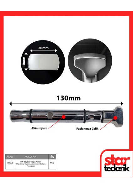 Boyasız Göçük Düzeltme Kenar Düzeltme Kalemi 20X10MM Aluminyum Mıknatıslı