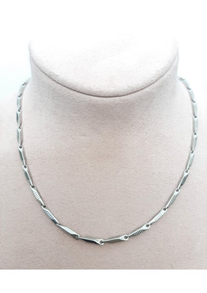 Çelik Kolye Titanyum Melon Çizgi Motifli Model 2 mm 55 cm Gümüş (Silver) modelleri