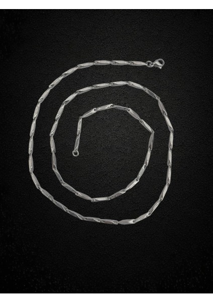 Çelik Kolye Titanyum Melon Çizgi Motifli Model 2 mm 55 cm Gümüş (Silver) fırsatları