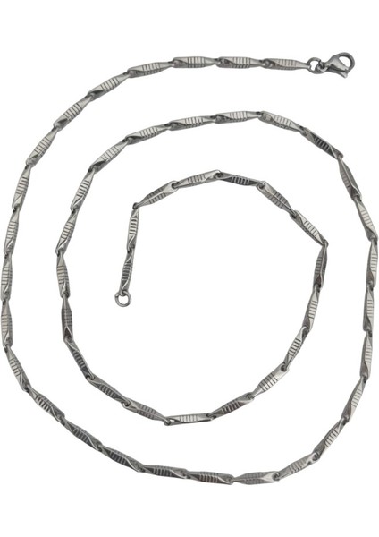Çelik Kolye Titanyum Melon Çizgi Motifli Model 2 mm 55 cm Gümüş (Silver) indirimleri