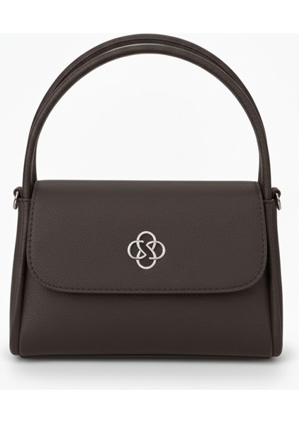 Mini Kadın Çantası | Yonca Metal Detaylı Kapaklı Model | El, Omuz ve Çapraz Askılı Çok Fonksiyonlu