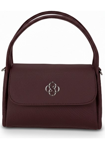 Mini Kadın Çantası | Yonca Metal Detaylı Kapaklı Model | El, Omuz ve Çapraz Askılı Çok Fonksiyonlu