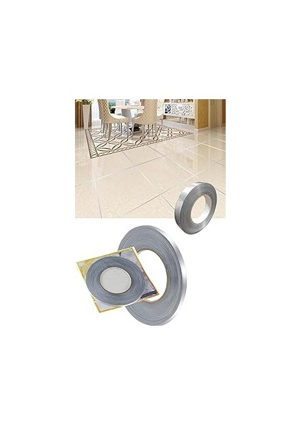 Mobee 0.5cm 50 Metre Gri Fayans Arası Şerit Dekoratif Yapışkan Renkli Dekor Su Geçirmez Sızdırmaz 1