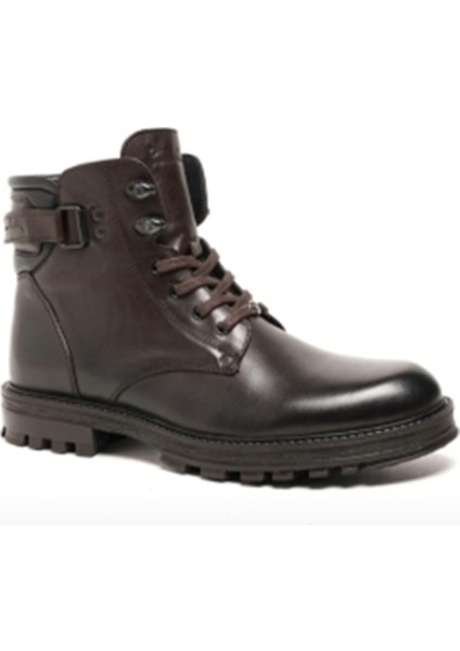 77648 Kahverenği Kışlık Bağcıklı Fermuarlı Deri Erkek Bot