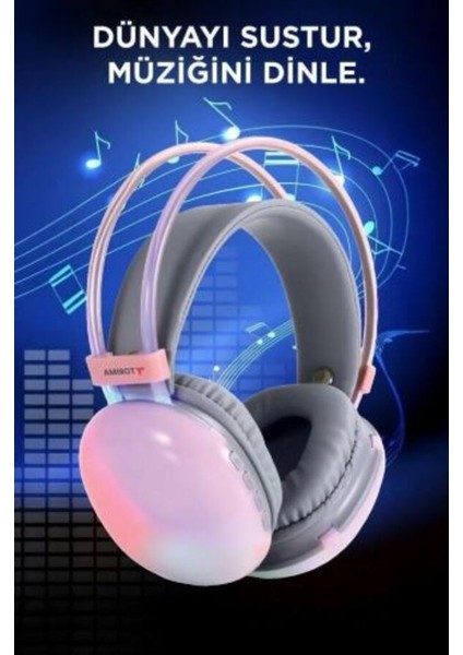 Pembe Kablosuz Rgb Işıklı Kulak Üstü Bluetooth Kulaklık fiyatları