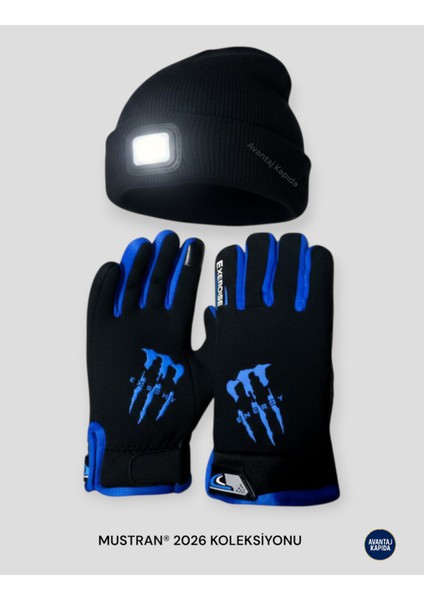 Şarjlı USB Led Bere Seti +Tactical Eldiveni Motorcu Koşucu Usta Kafa Bandı Hediyeli Type-C fırsatları