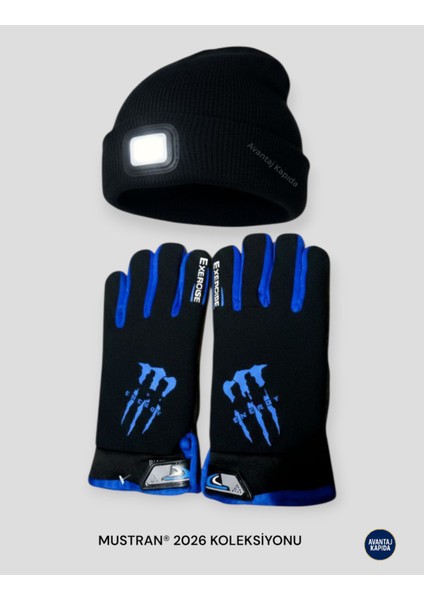 Şarjlı USB Led Bere Seti +Tactical Eldiveni Motorcu Koşucu Usta Kafa Bandı Hediyeli Type-C indirimleri