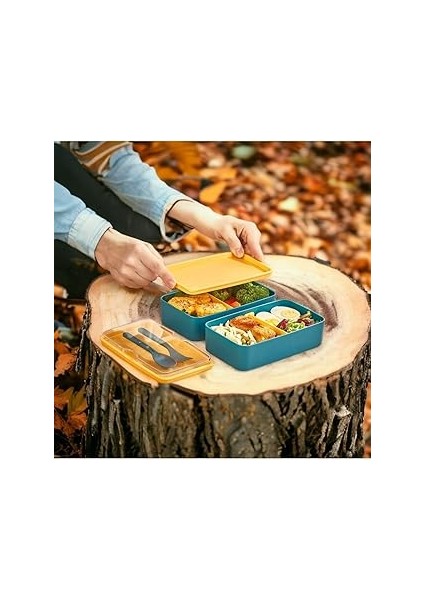 Ayarlanabilir Bölmeli Çatal Kaşıklı 2 Katlı Saklama Kutusu