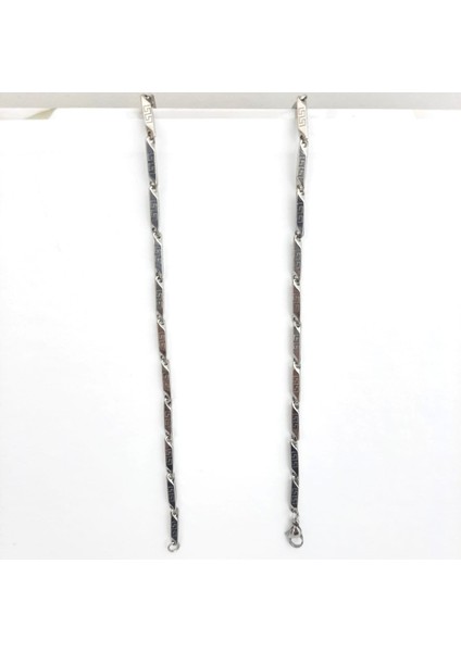 Çelik Kolye Titanyum Melon Motifli Model 3 mm 55 cm Gümüş (Silver) modelleri