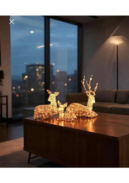 Yılbaşı 3 Lü Geyik Ailesi 375 Ledli