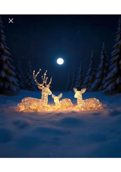 Yılbaşı 3 Lü Geyik Ailesi 375 Ledli fiyatları