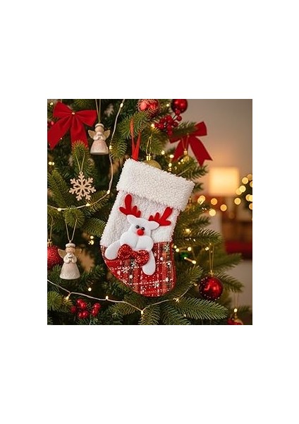 Yılbaşı Desenli Orta Boy Çorap Yılbaşı Süsü