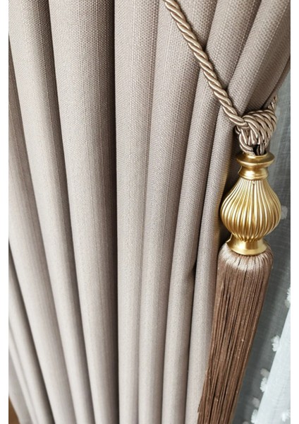 Keten Fon Perde, Bej, Pano Fon, Sık Pile, Kuşaklı, Düz Renk, Tek Kanat fiyatları