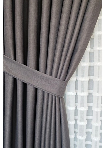 Keten Fon Perde, Antrasit, Pano Fon, Sık Pile, Kuşaklı, Düz Renk, Tek Kanat fiyatları