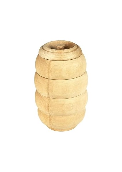 Masif Ahşap Bal Kavanozu (18 cm x 11,5 Ø Cm, Natural)