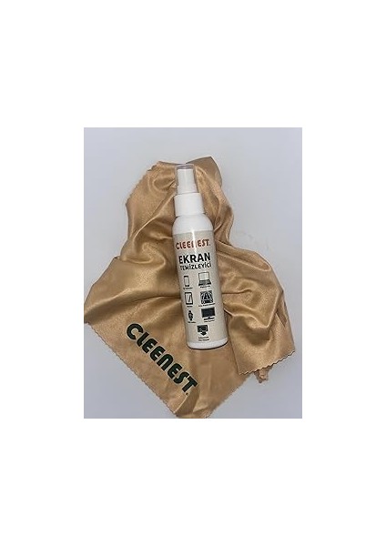 Cleenest Ekran Temizleyici Seti, 125 ml Sprey ve 30X30 cm Mikrofiber Bez, Tüm Ekranlar Için