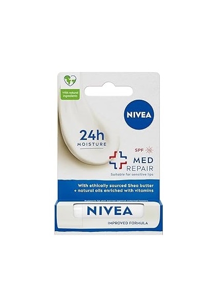 Med Repair Dudak Bakım Kremi, 24 Saat Nem,doğal Yağlar ile Çatlamış Dudak Bakım,spf 15 (4,8 M