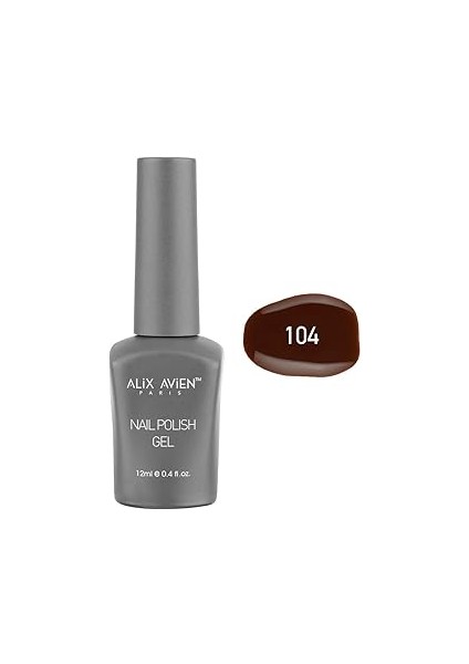 Alix Avien Kahverengi Kalıcı Oje 104-YOĞUN Renk Veren Oje 12 Ml-Nail Uv Gel Polish 104