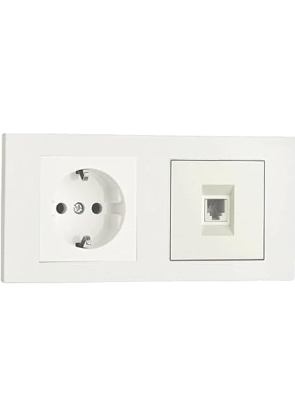 Ovivo Grano Beyaz 2'li Set Topraklı Priz ve Telefon Nümeris Cat3 Set