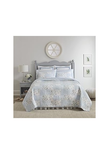 Laura Ashley - Yorgan Seti, Eşleşen Yastık Kılıflı Pamuklu Çift Taraflı Yatak Takımı, Yatak Od