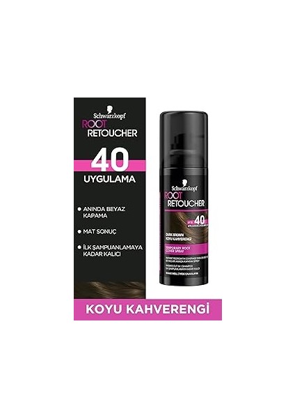 Schwarzkopf Root Retoucher Beyazları Anında Kapatan Sprey Boya Koyu Kahverengi 120 ml