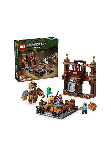 Minecraft Orman Malikanesi Dövüş Ringi 21272-10 Yaş Üzeri Kız ve Erkek Çocuklar Için Tavuk Jok