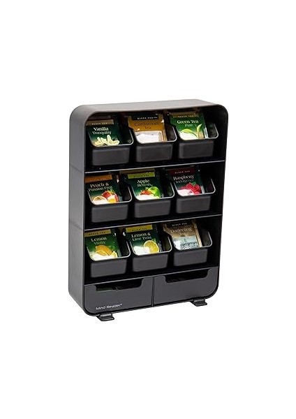 Mind Reader Çay Poşeti ve Baharat Düzenleyici, 180 Bölmeli, Siyah