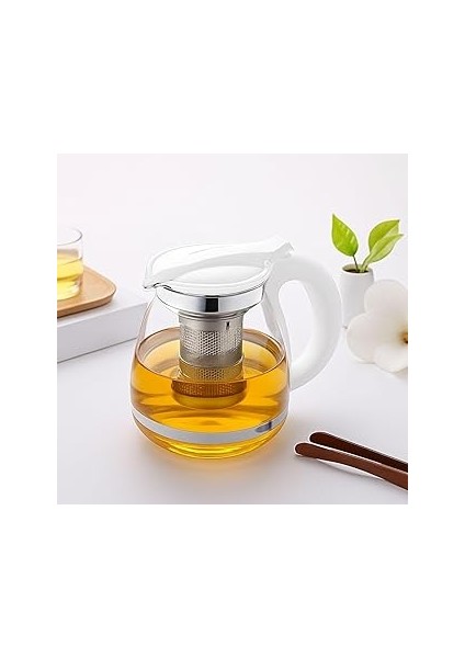 Cam Çaydanlık Paslanmaz Çelik Filtre Kolu Isıya Dayanıklı Cam Çaydanlık Süzgeçli French Press Cam D