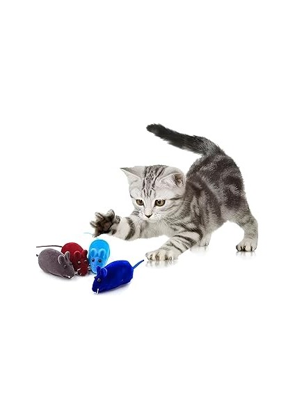 Aee® 4'lü Set Sesli Fare Kedi Oyuncağı Renkli ve Eğlenceli Kedi Av Oyuncakları