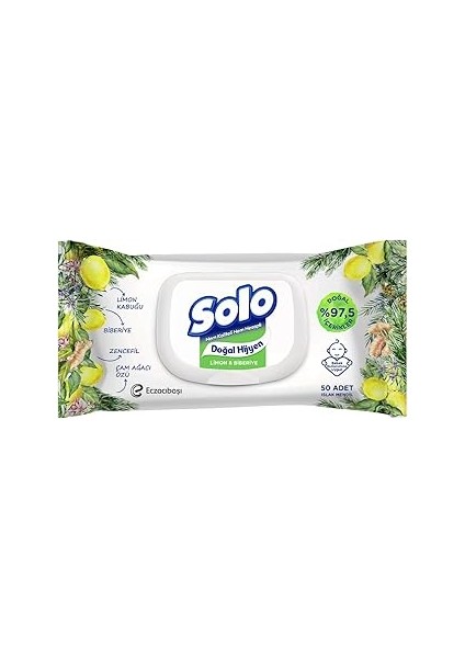 Solo Doğal Hijyen Islak Mendil Limon & Biberiye 3X50