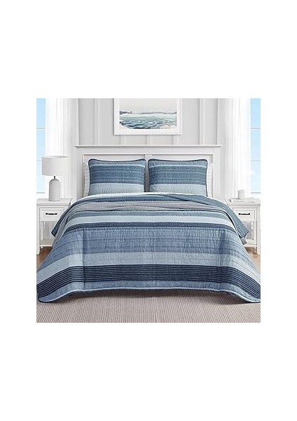 Nautica - Ikiz Yorgan Seti, Pamuk Ters Çevrilebilir Yatak Seti, Tüm Sezon Tasarımcı Ev Dekoru (Ridg