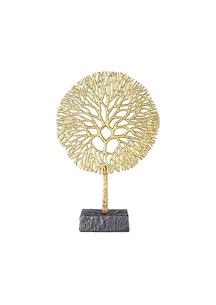 Herdekora Metal Dekor Ağaç Figürlü Gold-Siyah 16X10,5X53 Cm.