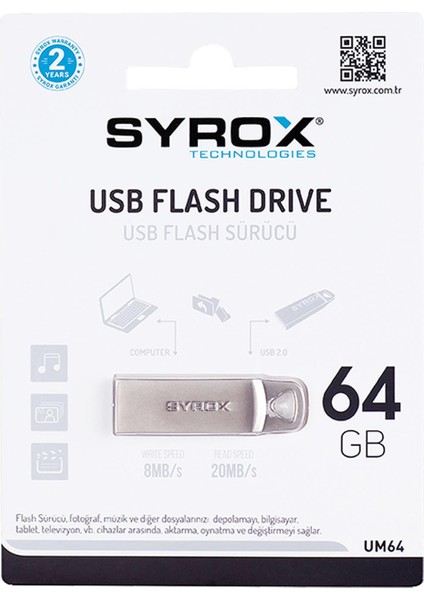 USB Flash Bellek Metal 64GB