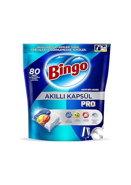 Bingo Akıllı Kapsül Bulaşık Makinesi Deterjanı Tableti 80'li