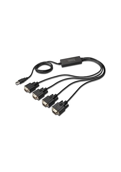 Digitus USB 4x Seri Adaptör - RS232 Dönüştürücü - USB 2.0 Tip A - 4x Dsub 9m - Ftdi Çip Seti - 1,5
